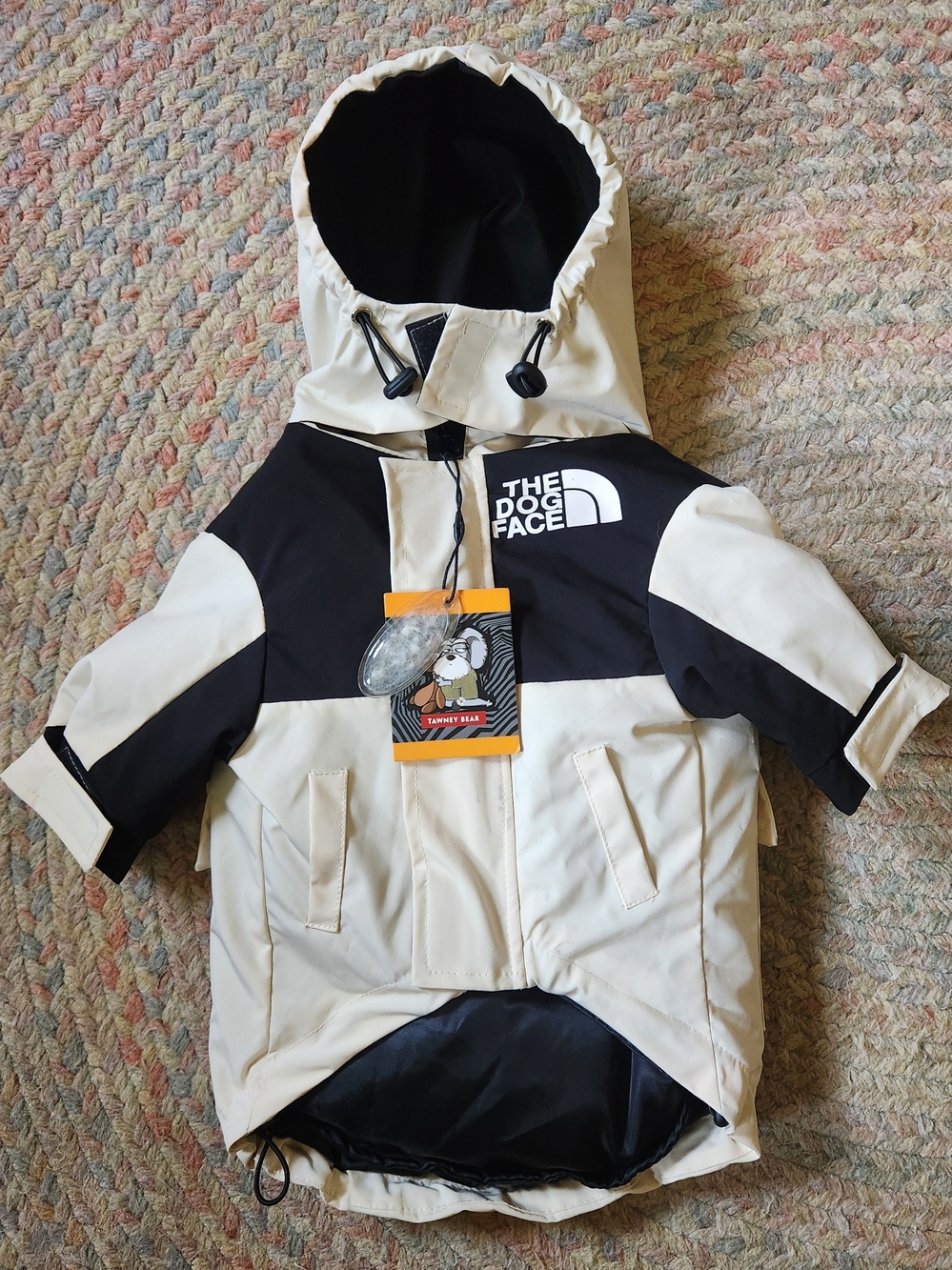 Cream & Black Down-Filled Dog Jacket